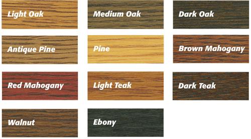 Wood Dye Colour Chart