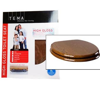 Tema High Gloss Toilet Seat - Dark Oak Finish