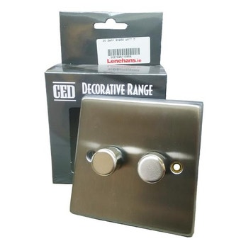 CED Satin Chrome 2 Dial Push Dimmer Switch