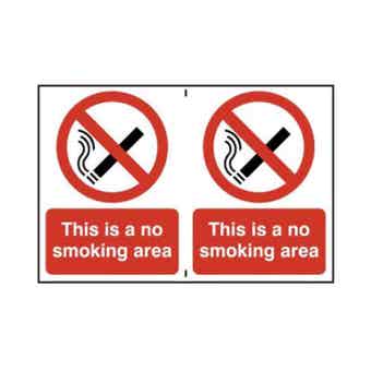 Self Adhesive PVC This Is A No Smoking Area Sign - 300mm x 200mm