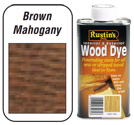 Rustins Wood Dye For Interior & Exterior - Brown Mahogany 1L