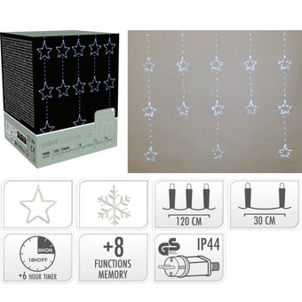 120cm Christmas Star & Snowflake LED Light – 232/235 White LEDs with Timer and Functions (IP44)