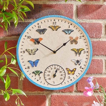 Papillons Garden Wall Clock 12 Inch – Weather Resistant Indoor & Outdoor Clock