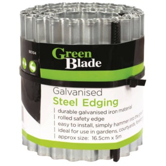 Greenblade Galvanised Steel Garden Edging 16.5cm x 5m | Durable Metal Lawn & Border Edging
