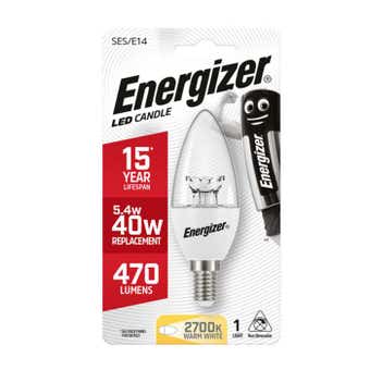 Energizer 5.4W LED Clear Candle E14 Light Bulb