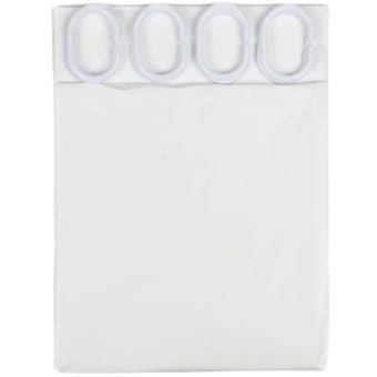 Benson White Shower Curtain 180 x 200cm – Water-Repellent Polyester with 12 Hooks