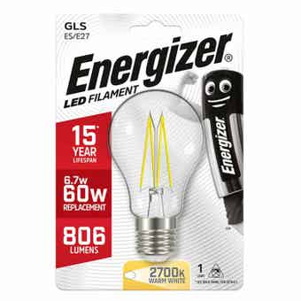 Energizer 6.7W Filament LED GLS E27 Lightbulb