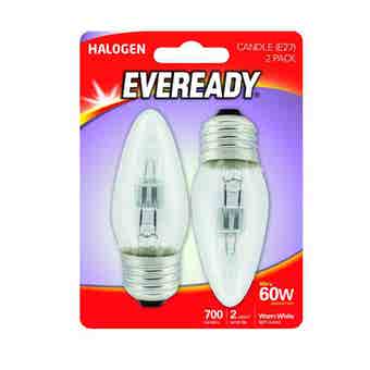 Eveready 46W Halogen Clear Candle E27 Lightbulb - Pack Of 2