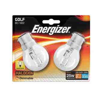 Energizer 20W Halogen Golf B22 Lightbulb - Pack Of 2