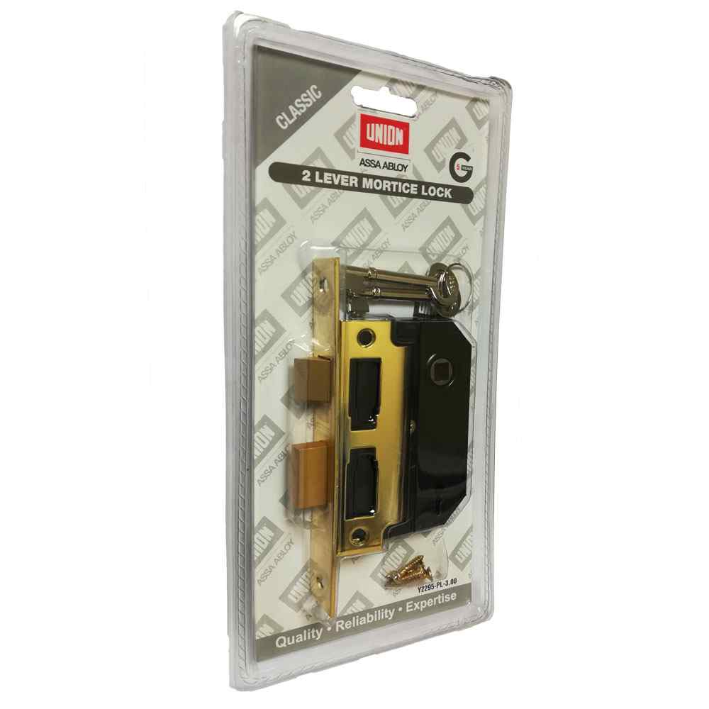Union Assa Abloy 2 Lever Mortice Sash Lock - 3" Brass