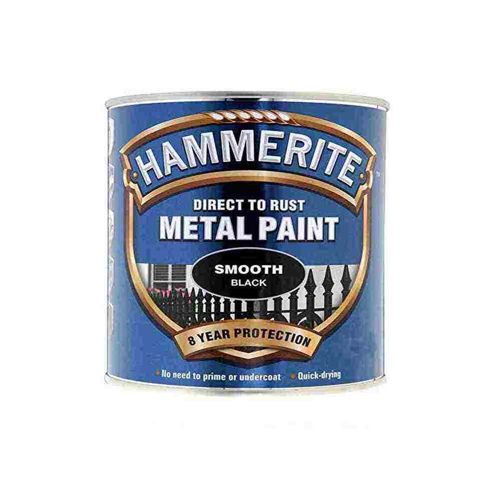 Hammerite Direct To Rust Metal Paint - Smooth Black 250ml