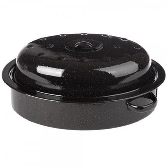 Falcon 30cm Black Oval Enamel Covered Roaster