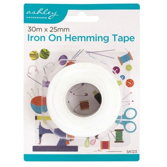 Ashley 30m x 25mm Iron-On Hemming Tape – Quick, No-Sew Fabric Fix for Clothing and Curtains