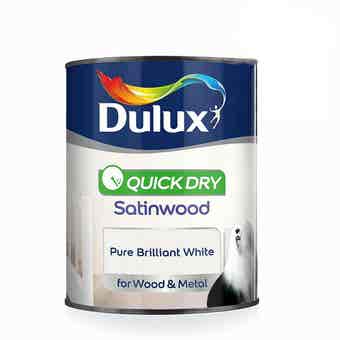 Dulux Quick Dry Satinwood Mid Sheen Paint - Pure Brilliant White 750ml