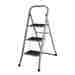 3-Step Grey Metal Ladder With Non-Slip Steps