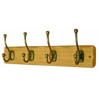 4 Decorative Ball End Antique Brass Hooks (Hat & Coat Rack)