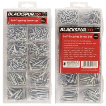 Blackspur 550 Piece Self-Tapping Screw Set – Assorted Sizes with Storage Case