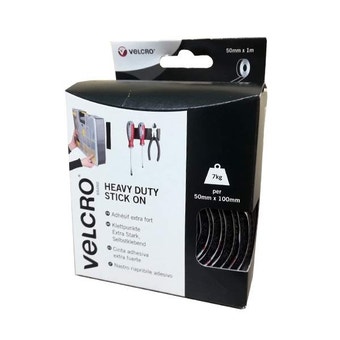 Velcro Heavy-Duty Stick On Tape - 50mm x 1m Black