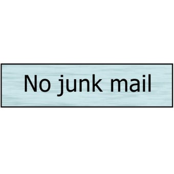 Brushed Steel Effect No Junk Mail Sign - 200mm x 50mm
