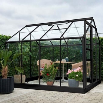 Halls Popular Greenhouse Horticultural Glass Black 6' x 8'
