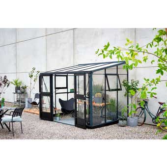 Juliana Lean To Greenhouse 7ft x 10ft - Anthracite & Black