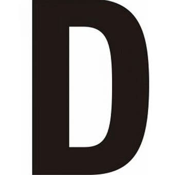 Black Helvetica Bold Condensed Style Vinyl Letter D - 75mm