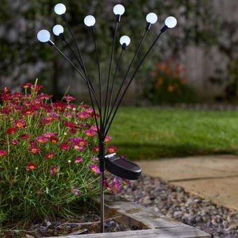8-Stem GloGlobes Solar Stake Light with Cool White LEDs for Gardens and Pathways 70cm