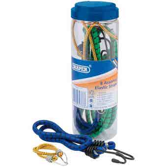 Draper 8 Piece Assorted Bungees Elastic Straps