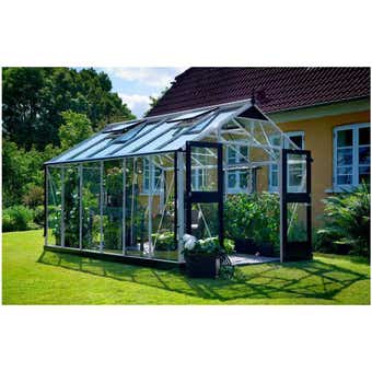 Juliana Premium Greenhouse Aluminium / Black 9' x 14' Toughened Glass (Base Included)