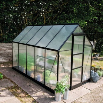 The Halls ICON Range of 6ft Freestanding Greenhouses-Black-6' x 10'-Polycarbonate - Comes with base