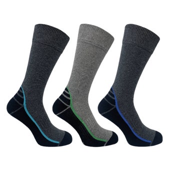 Men’s Hiker Socks with Bamboo Footbed – Grey/Black 3 Pack I Size 6–11