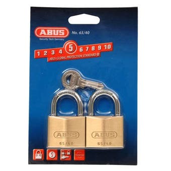Abus 65/40 40mm Brass Padlock Twin Carded