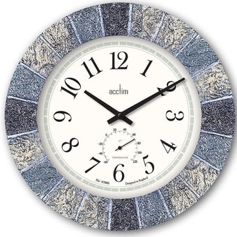 Acctim 22427 Bowfell Slate Effect Indoor/Outdoor Wall Clock with Thermometer – 275mm