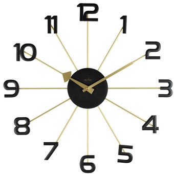 Acctim Astraea 50cm Modern Wall Clock with Brass Effect Spokes and Large Black Numbers