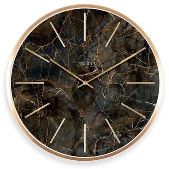 Acctim Luxe 40cm Marble Effect Wall Clock with Brushed Gold Frame and Quartz Movement