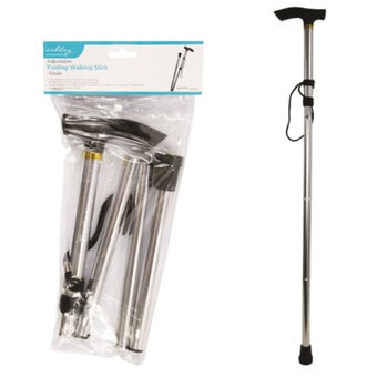 Adjustable Folding Walking Stick - Silver