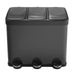 Amig Triple Recycling Bin with Pedal - Black