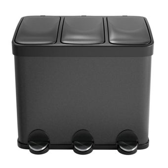 Amig Triple Recycling Bin with Pedal - Black