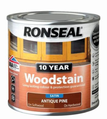 Ronseal Satin 10 Year Woodstain - Antique Pine 250ml  