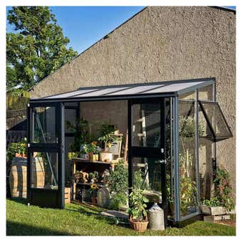 Juliana Veranda Lean To Greenhouse 5ft x 10ft - Anthracite & Black (Base Included)