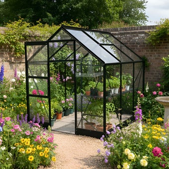 Vitavia Apollo 3800 6x6 Black Greenhouse | Toughened Glass | Integrated Base | 12 Year Warranty