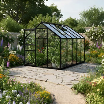 Vitavia Apollo 6200 6x10 Black Greenhouse | Toughened Glass | Integrated Base | 12 Year Warranty