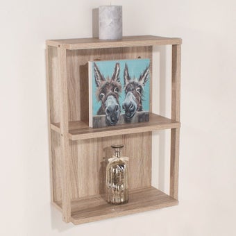 Arran 3 Tier Narrow Shelf Wall Unit Oak Effect
