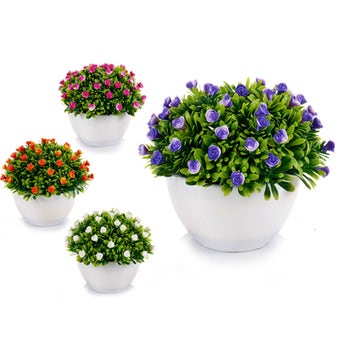 Artificial Flowers with vase 14cm x 14cm x 12xm