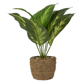 Artificial Green Plant in Seagrass Planter – 30cm | Lifelike Indoor Decorative Plant for Home & Office