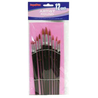 Black Handle Artist Brush Set 12 Piece