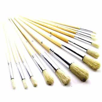 12 Piece Artist Craft Jumbo Brushes Round Head Wooden Handles