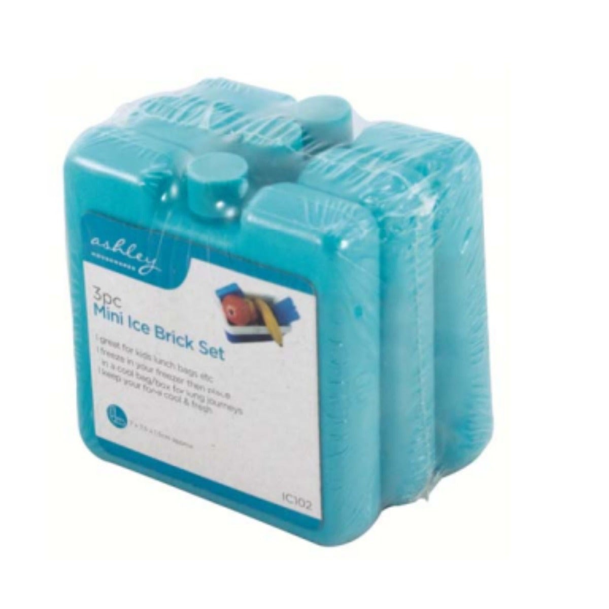 Ashley 3 Piece Mini Ice Brick Set for Lunch Bags and Travel Coolers – Reusable, Compact, Non-Toxic Freezer Blocks
