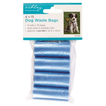 Ashley Dog Waste Bags - 4 Rolls x15 Bags