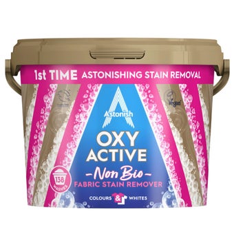 Astonish Oxy Active Stain Remover Powder 3kg, Non Bio Fabric Stain Remover for Colours and Whites I 138 Washes
